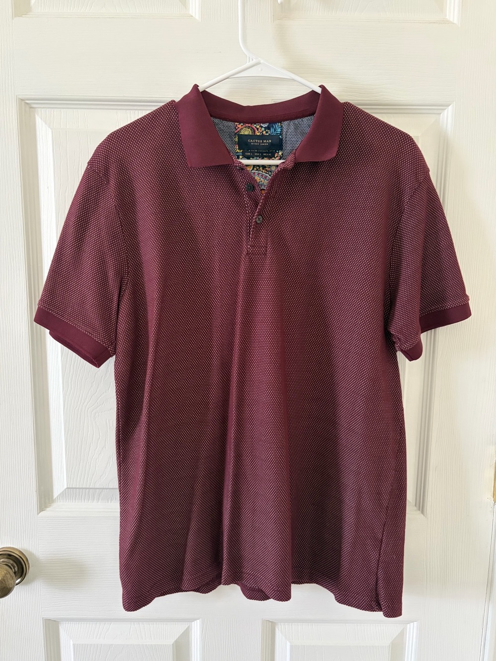 Cactus Man Men's Wine and White Textured Polo